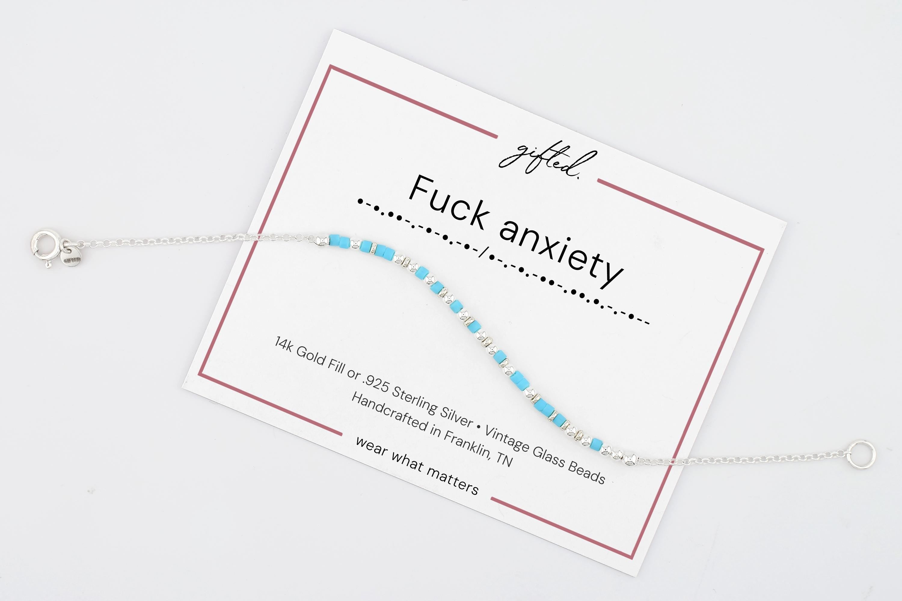 Custom Morse Code Bracelet, Fuck Anxiety | Mental Health Awareness Gift | Hidden Message Jewelry