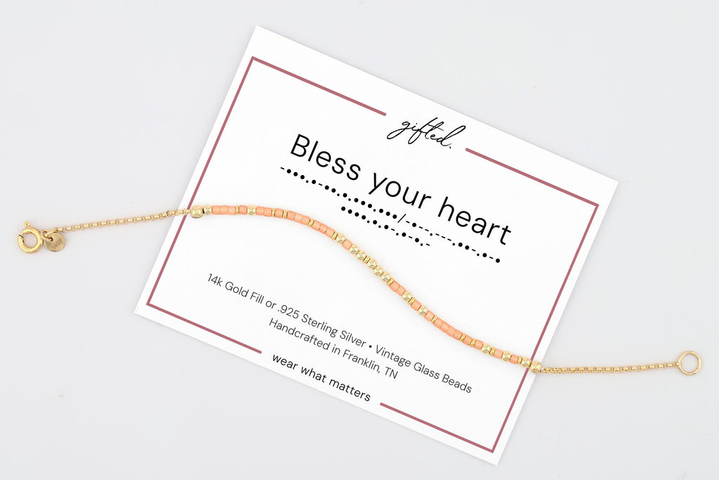 SEO - Custom Morse Code Bracelet, Bless Your Heart | Sarcastic Southern Pride Jewelry | Hidden Message Jewelry