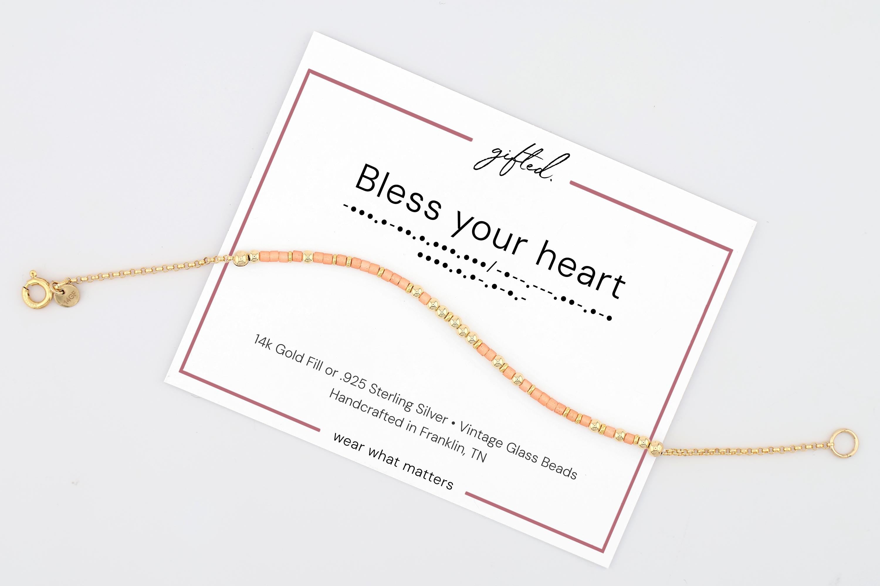 Custom Morse Code Bracelet, Bless Your Heart | Sarcastic Southern Pride Jewelry | Hidden Message Jewelry