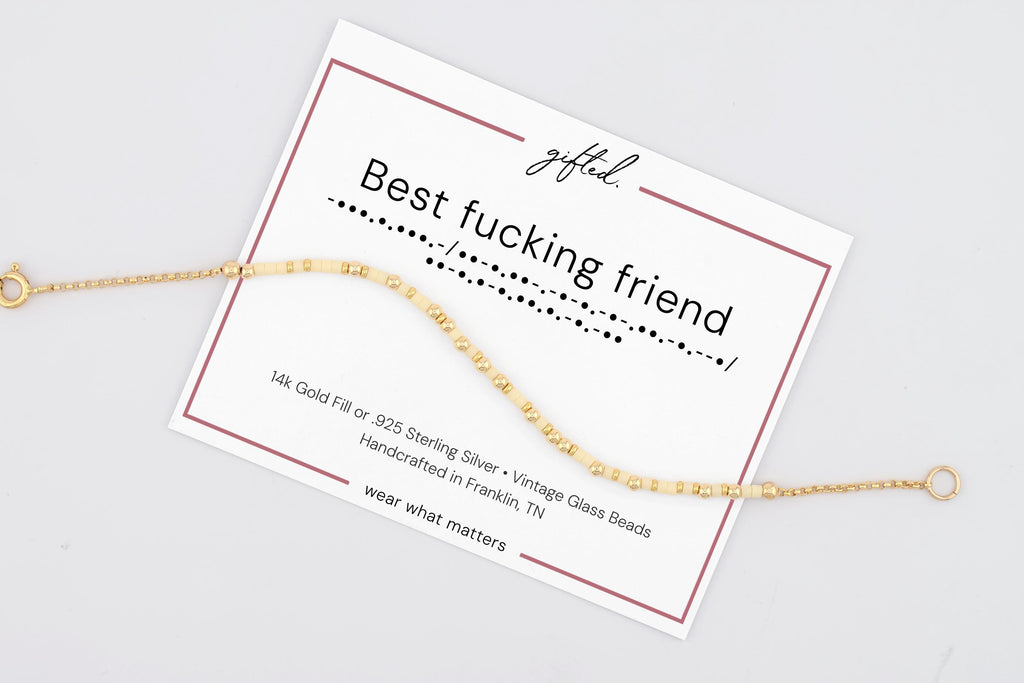 Custom Morse Code Bracelet, Best Fucking Friend | Best Friend & Bachelorette Gift | Hidden Message Jewelry