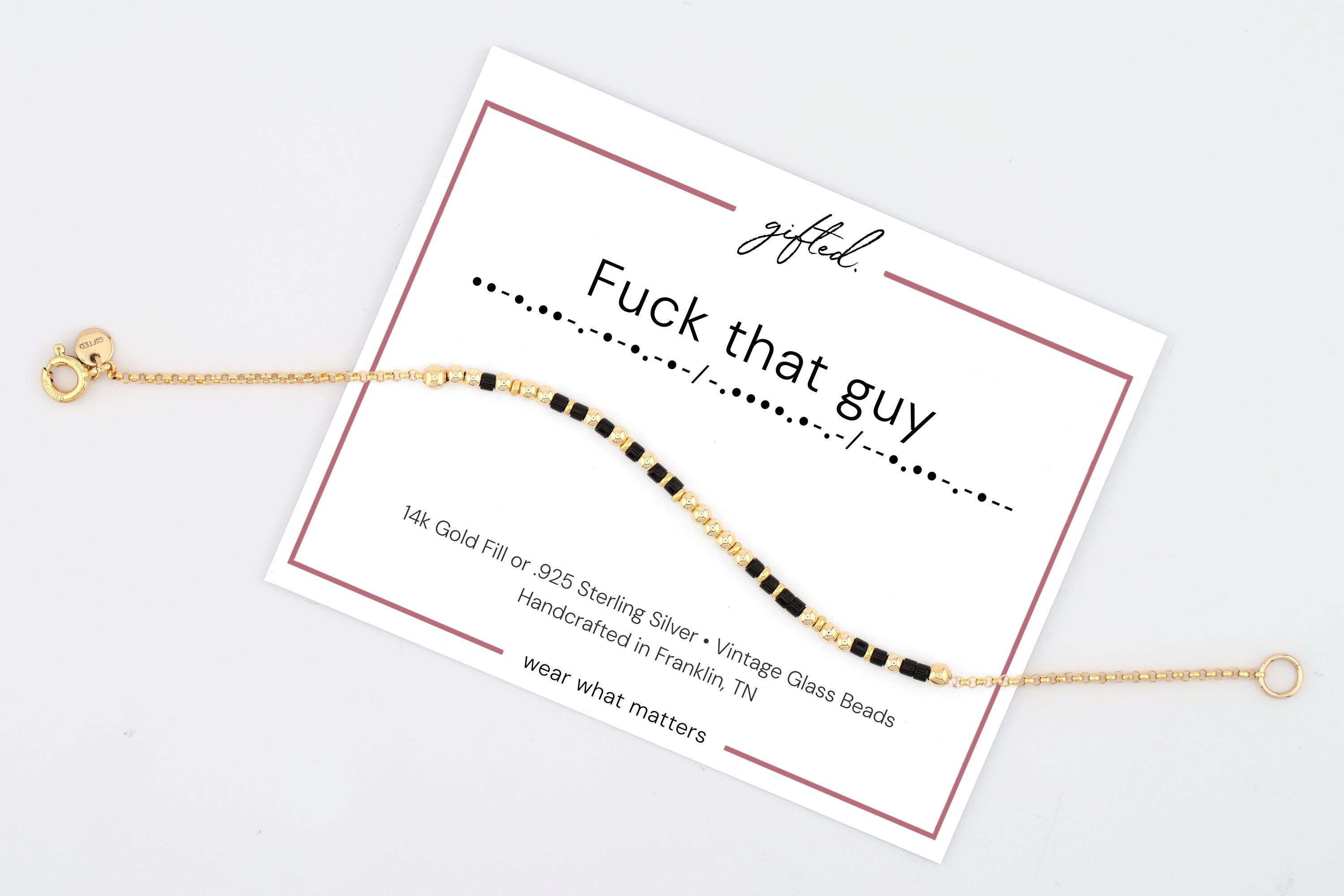 Custom Morse Code Bracelet, Fuck That Guy | Breakup & Friend Support Gift | Hidden Message Jewelry