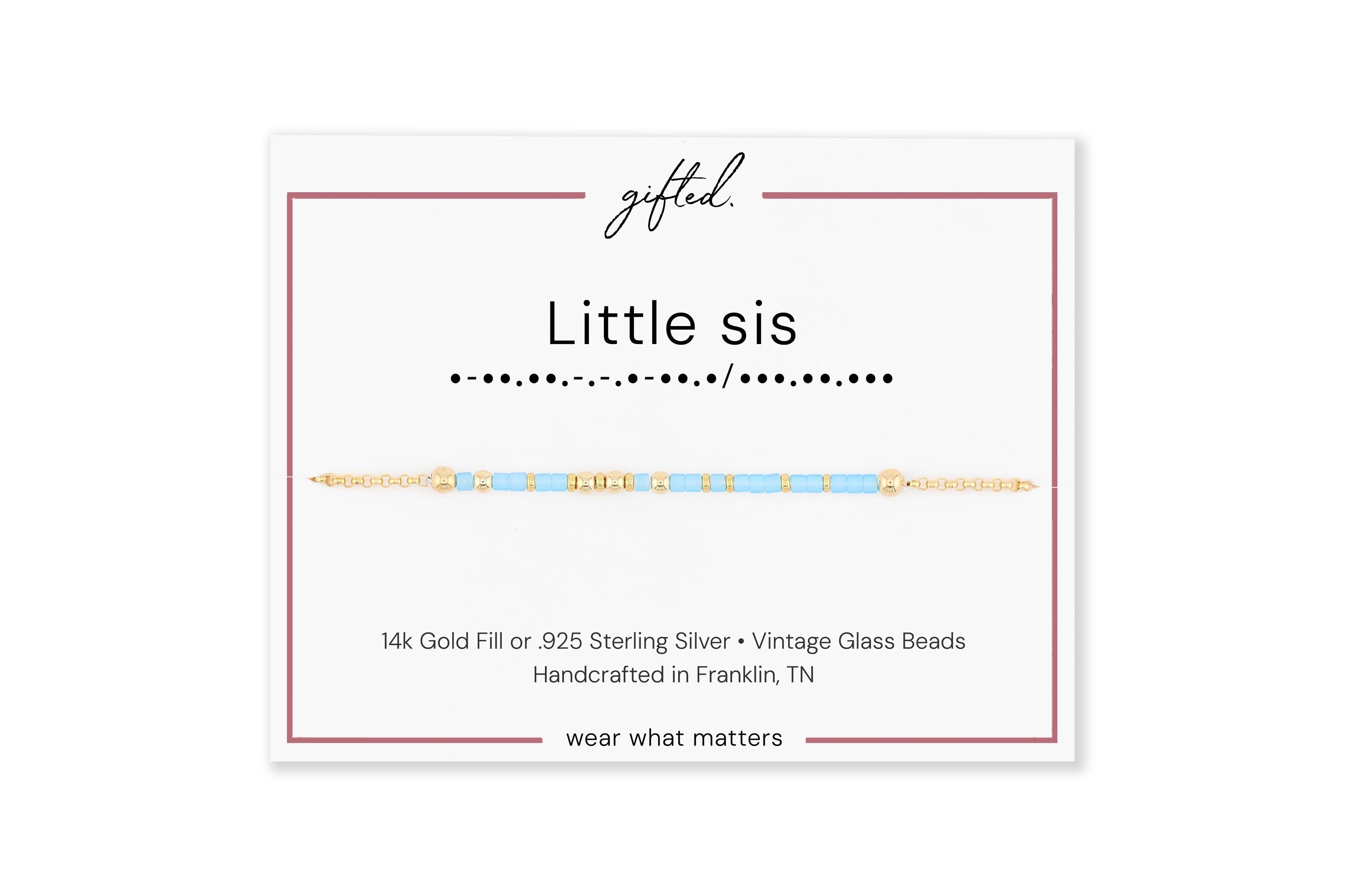 Custom Morse Code Bracelet, Little Sis Gift | Sorority Little & Younger Sister | Hidden Message Jewelry