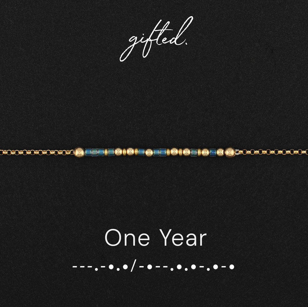 SEO - Custom Morse Code Bracelet, One Year | Sobriety Milestone & Recovery Gift | Hidden Message Jewelry