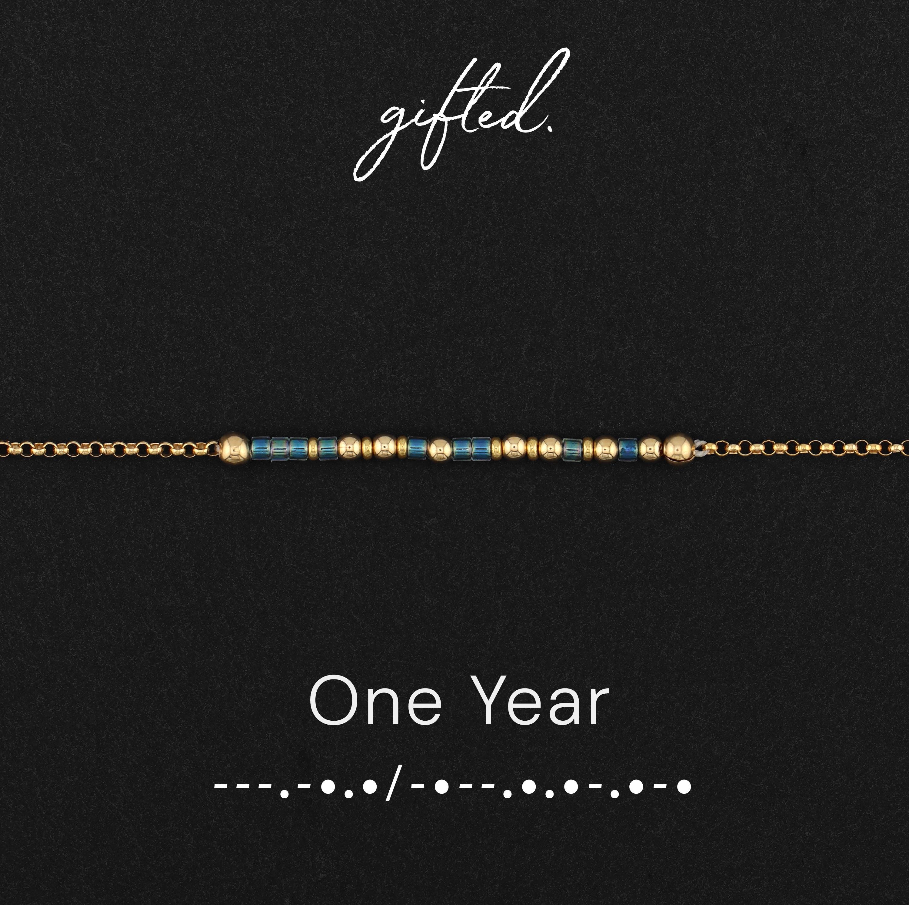 Custom Morse Code Bracelet, One Year | Sobriety Milestone & Recovery Gift | Hidden Message Jewelry