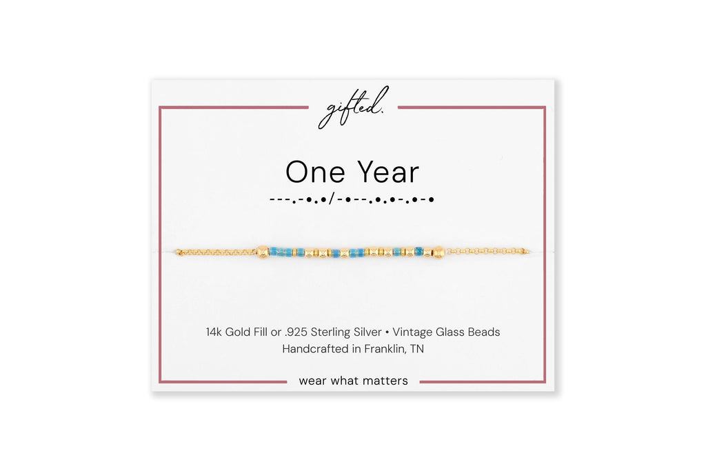SEO - Custom Morse Code Bracelet, One Year | Sobriety Milestone & Recovery Gift | Hidden Message Jewelry