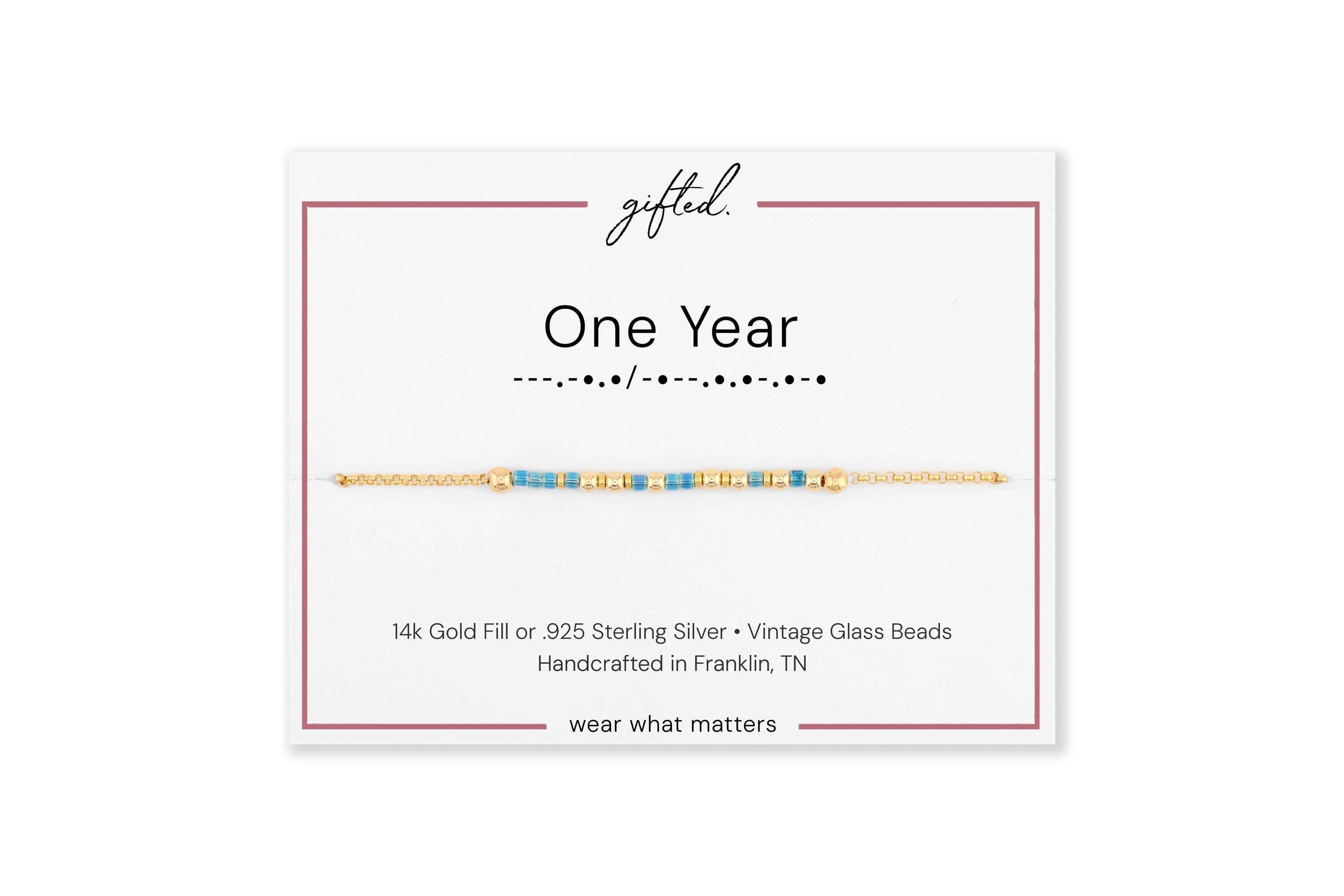 SEO - Custom Morse Code Bracelet, One Year | Sobriety Milestone & Recovery Gift | Hidden Message Jewelry