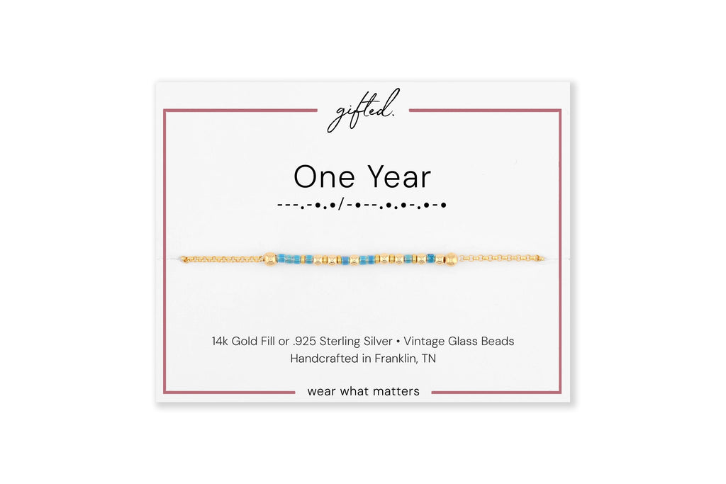 Custom Morse Code Bracelet, One Year | Sobriety Milestone & Recovery Gift | Hidden Message Jewelry