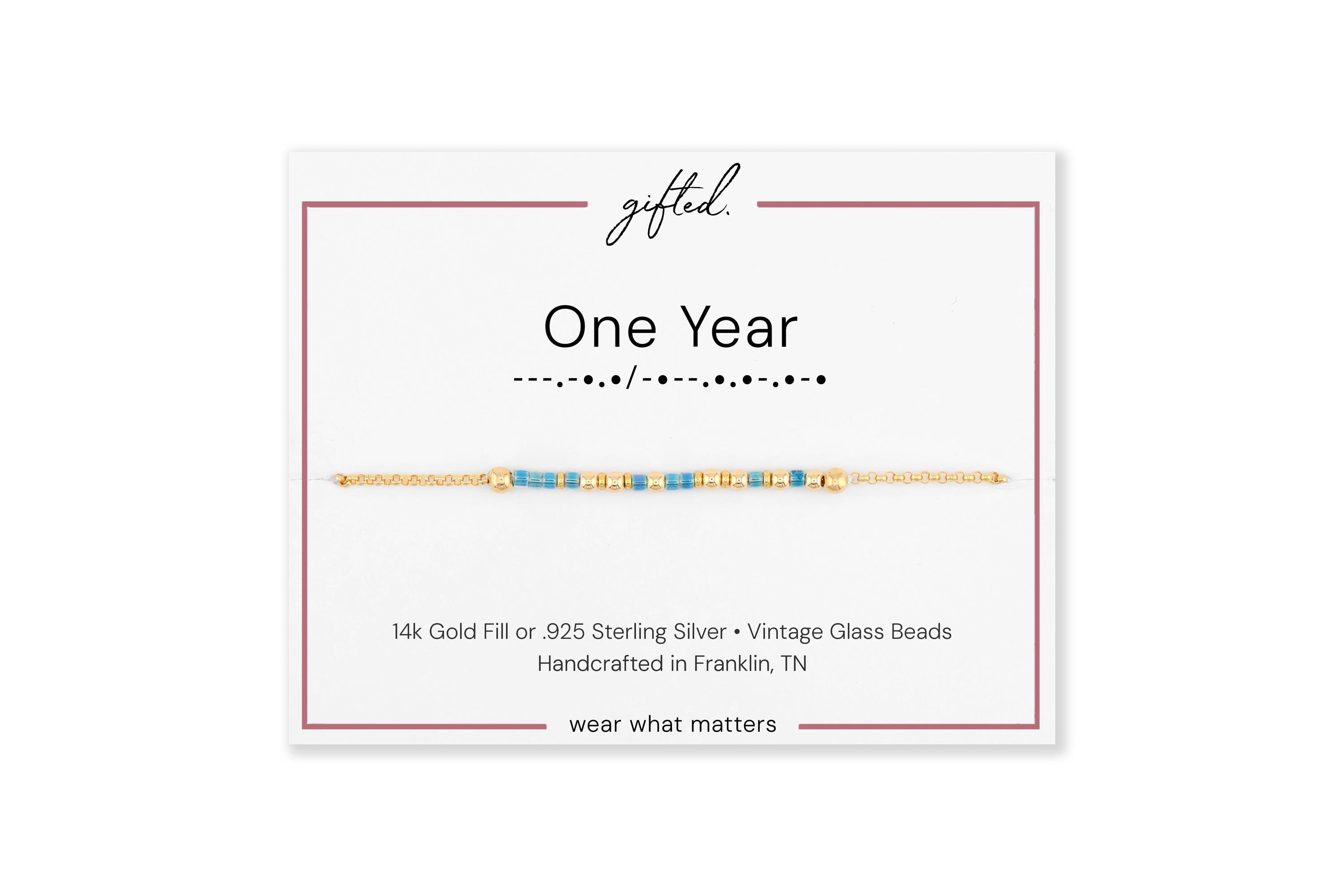 Custom Morse Code Bracelet, One Year | Sobriety Milestone & Recovery Gift | Hidden Message Jewelry