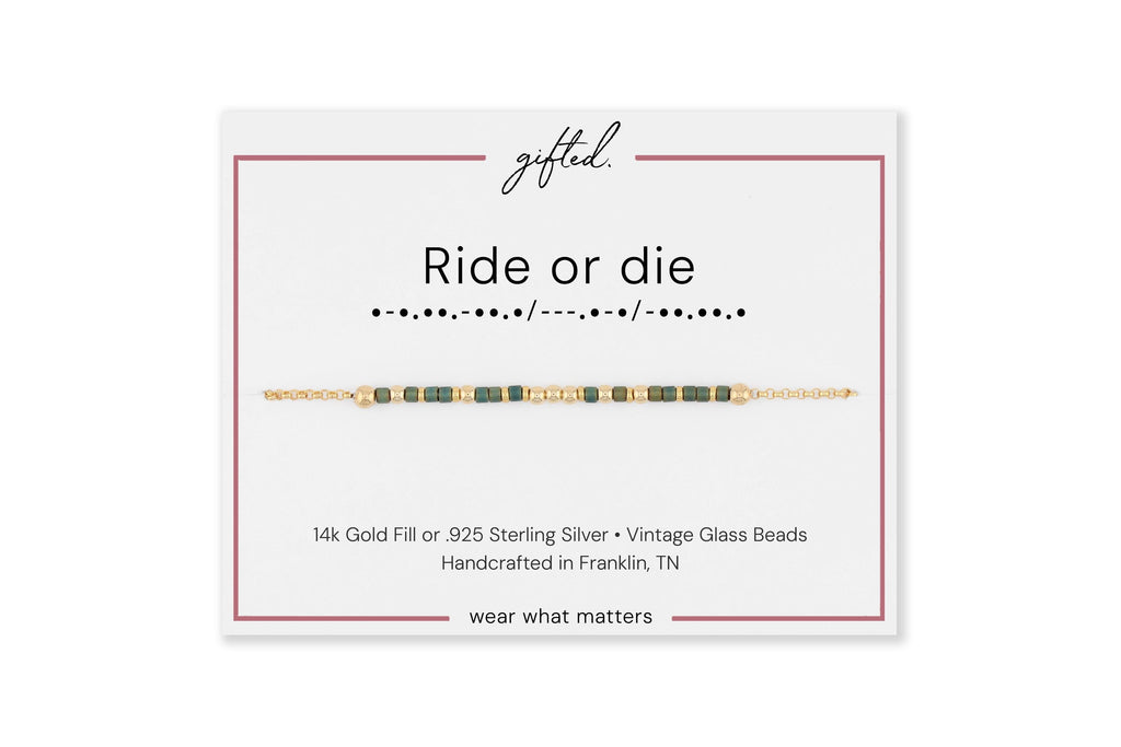 Custom Morse Code Bracelet, Ride or Die | Best Friend & Bestie Gift | Hidden Message Jewelry