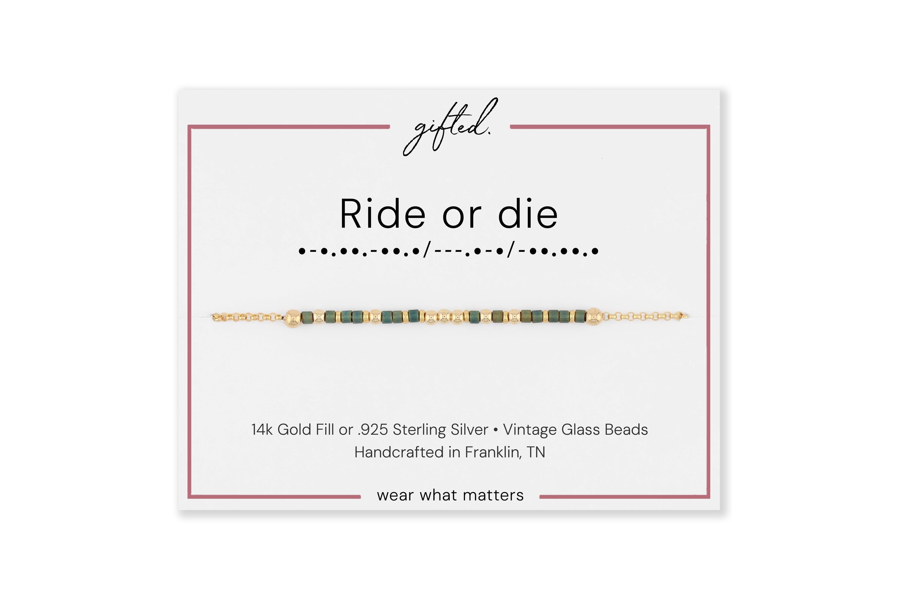 Custom Morse Code Bracelet, Ride or Die | Best Friend & Bestie Gift | Hidden Message Jewelry