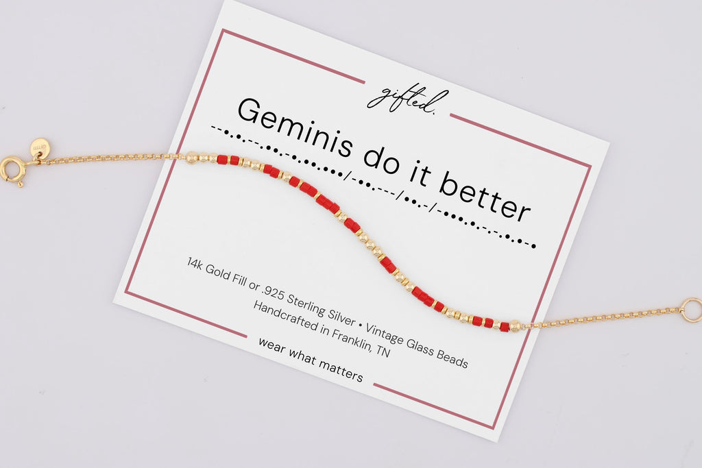Custom Morse Code Bracelet, Geminis Do It Better | Gemini Zodiac Sign Birthday Gift | Hidden Message Jewelry