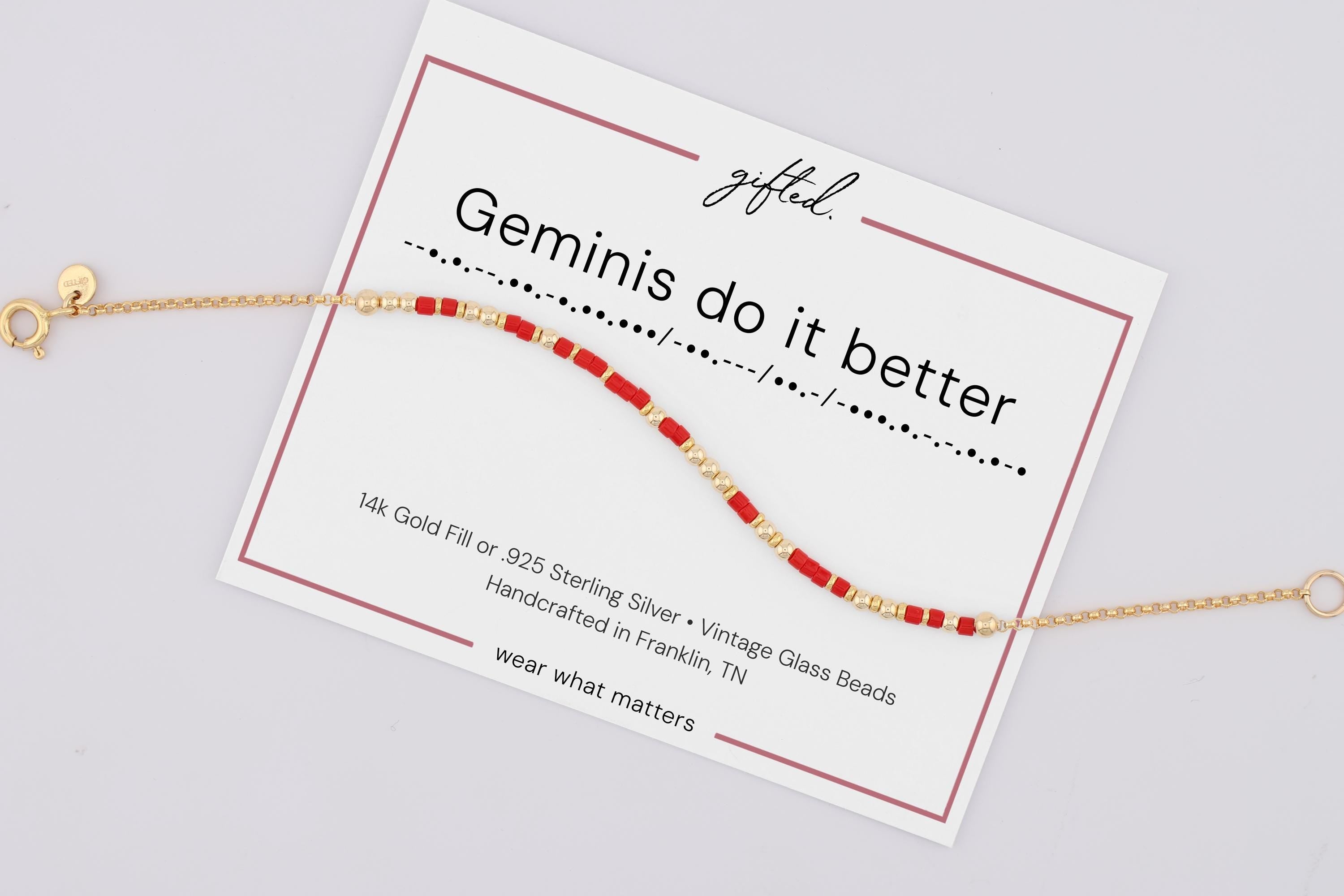 Custom Morse Code Bracelet, Geminis Do It Better | Gemini Zodiac Sign Birthday Gift | Hidden Message Jewelry