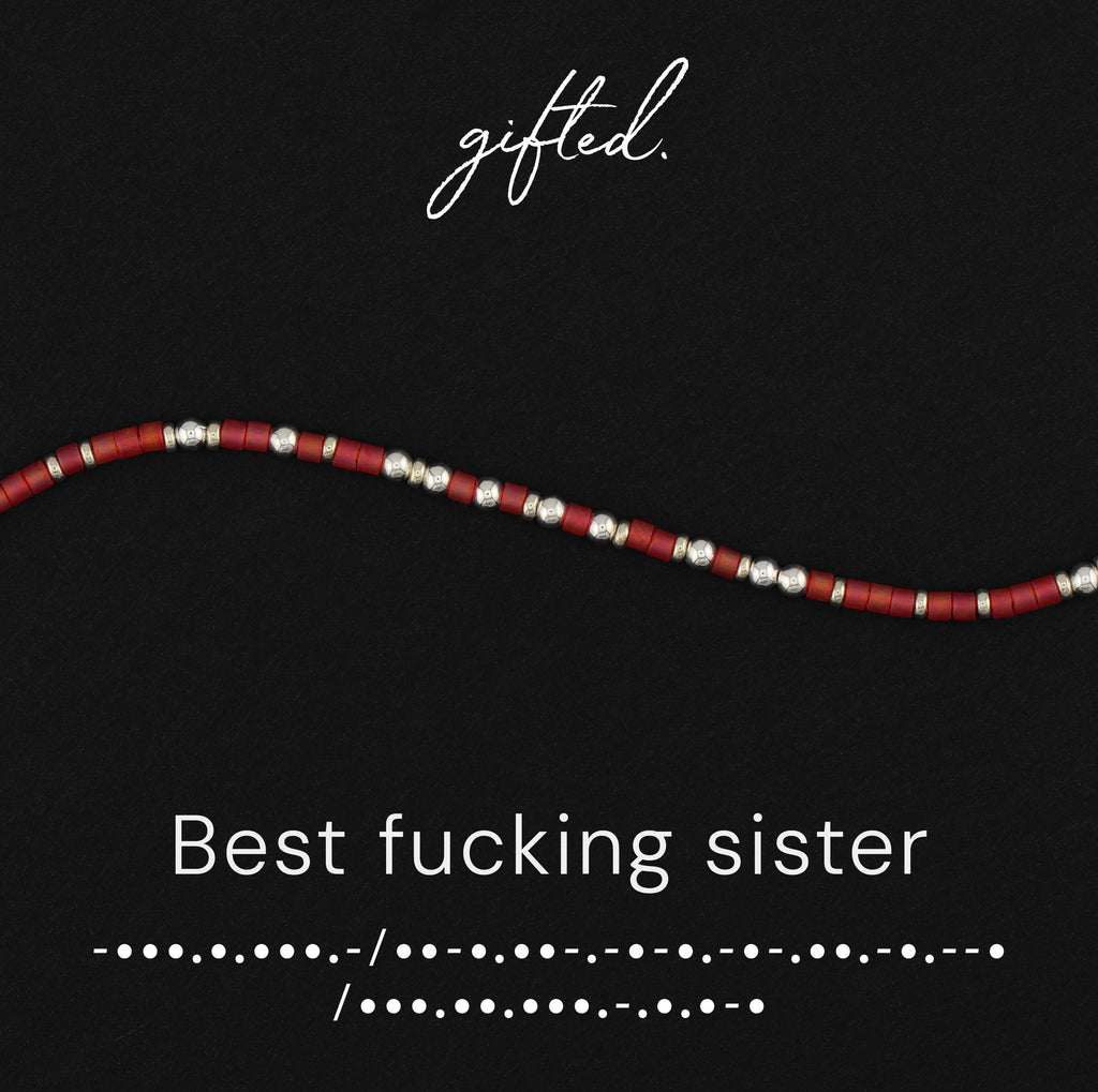 Custom Morse Code Bracelet, Best Fucking Sister | Self Care & Mental Health Gift | Hidden Message Jewelry