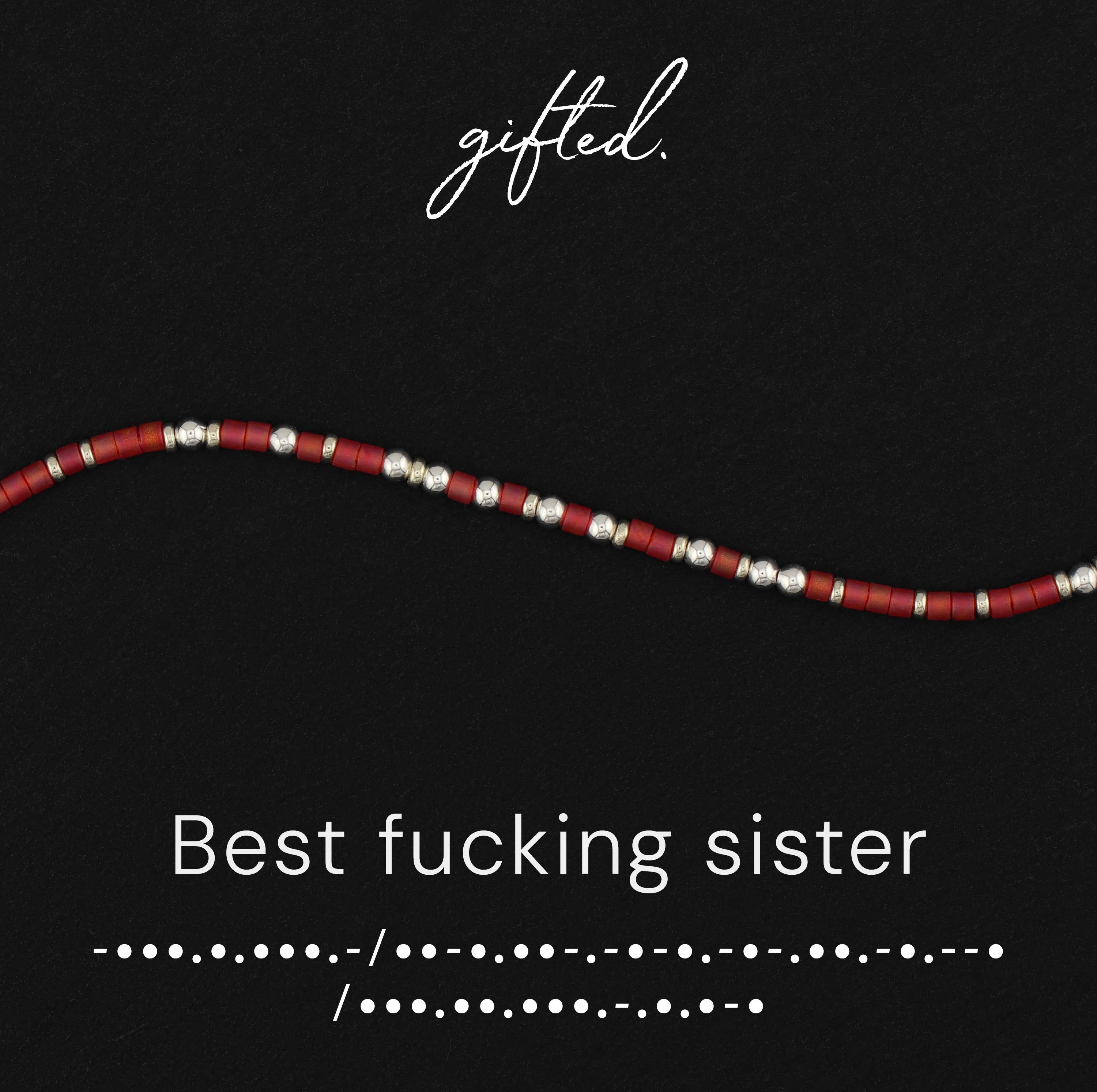 Custom Morse Code Bracelet, Best Fucking Sister | Self Care & Mental Health Gift | Hidden Message Jewelry