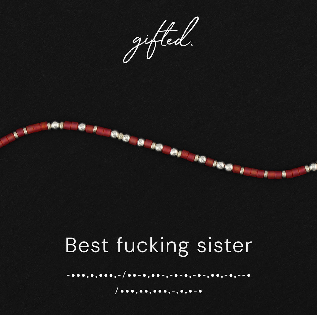 Custom Morse Code Bracelet, Best Fucking Sister | Self Care & Mental Health Gift | Hidden Message Jewelry
