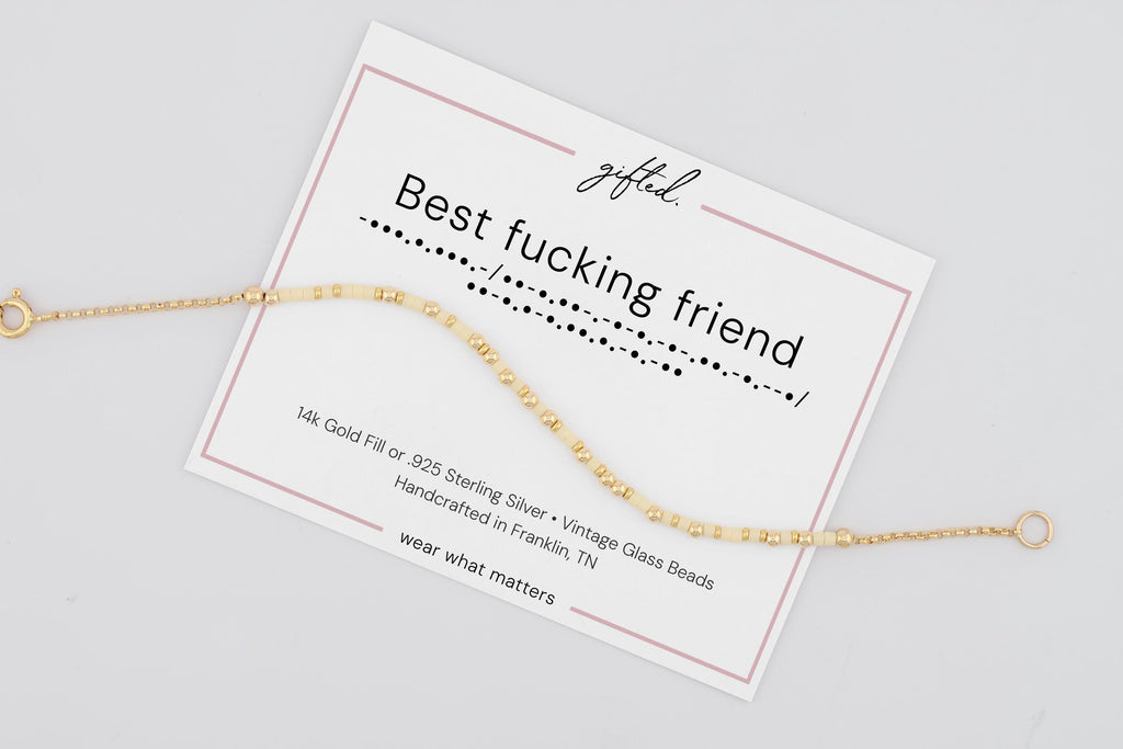 Custom Morse Code Bracelet, Best Fucking Sister | Self Care & Mental Health Gift | Hidden Message Jewelry