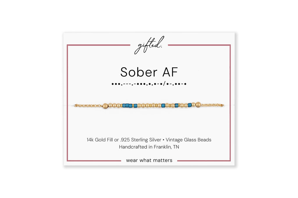 Custom Morse Code Necklace, Sober AF | Sobriety Recovery Gift | Hidden Message Jewelry