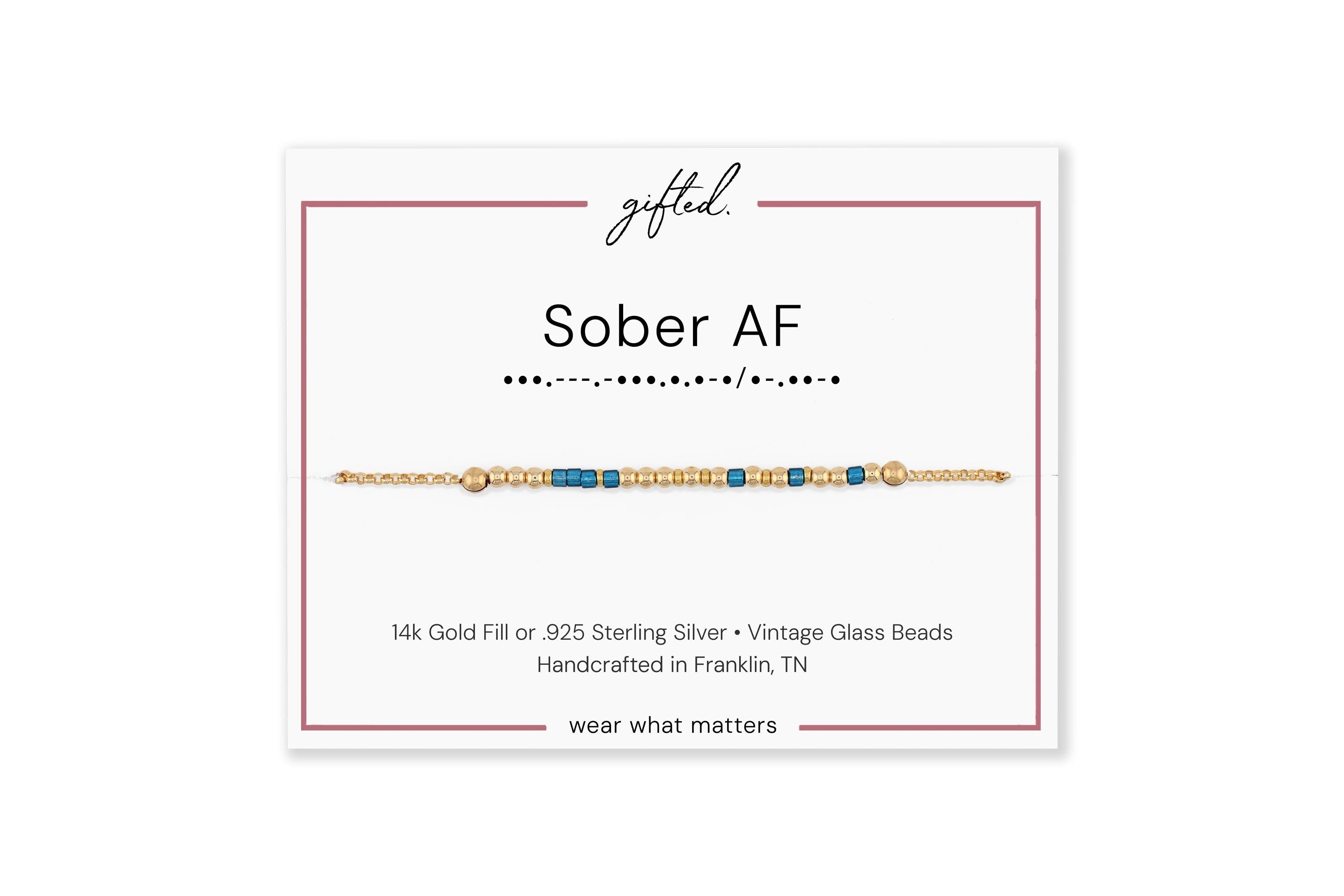 Custom Morse Code Necklace, Sober AF | Sobriety Recovery Gift | Hidden Message Jewelry