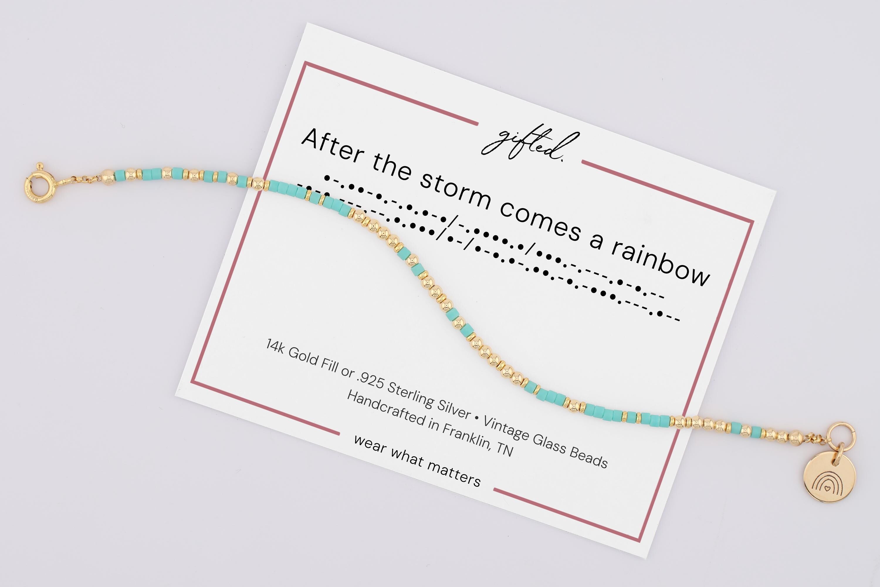 Custom Morse Code Bracelet, After the Storm Comes a Rainbow | Baby IVF Journey Gift | Hidden Message Jewelry