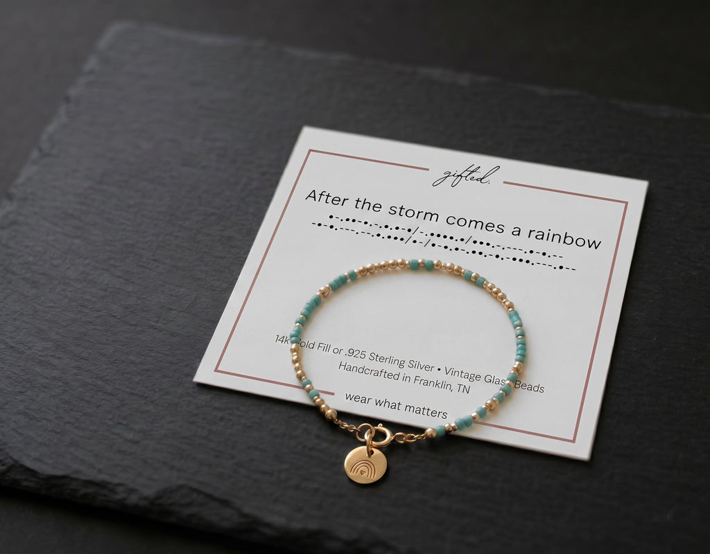 Custom Morse Code Bracelet, After the Storm Comes a Rainbow | Baby IVF Journey Gift | Hidden Message Jewelry