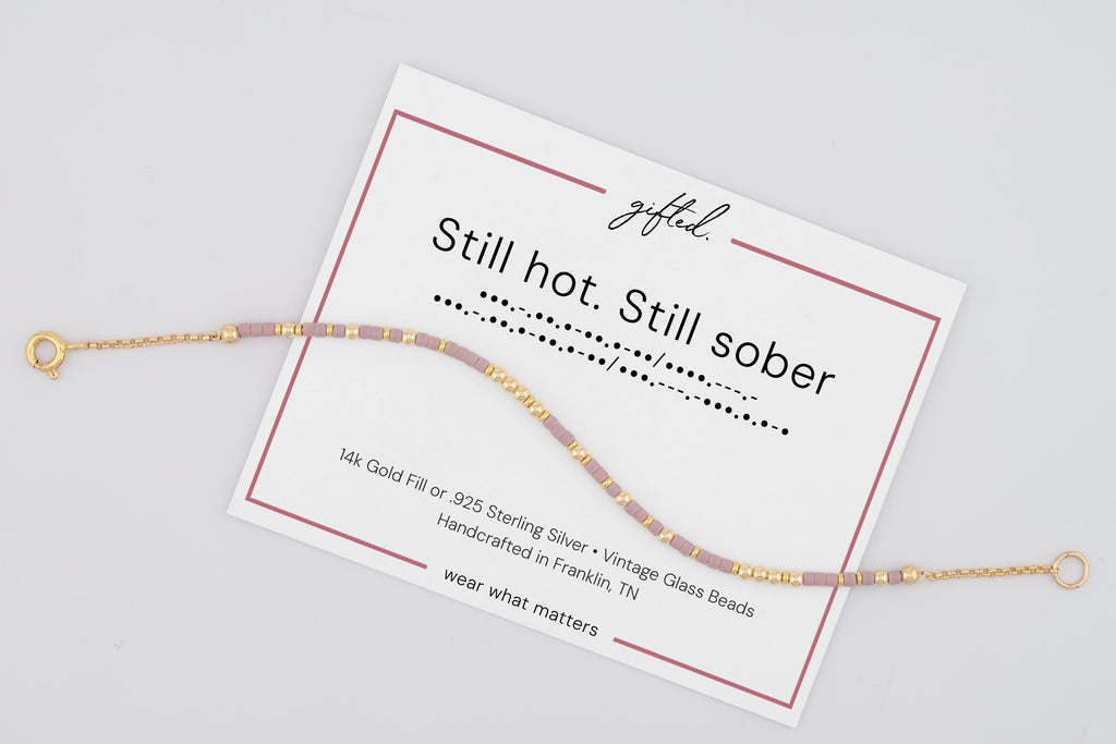 Custom Morse Code Bracelet, Still Hot Still Sober | Sobriety Recovery Gift | Hidden Message Jewelry