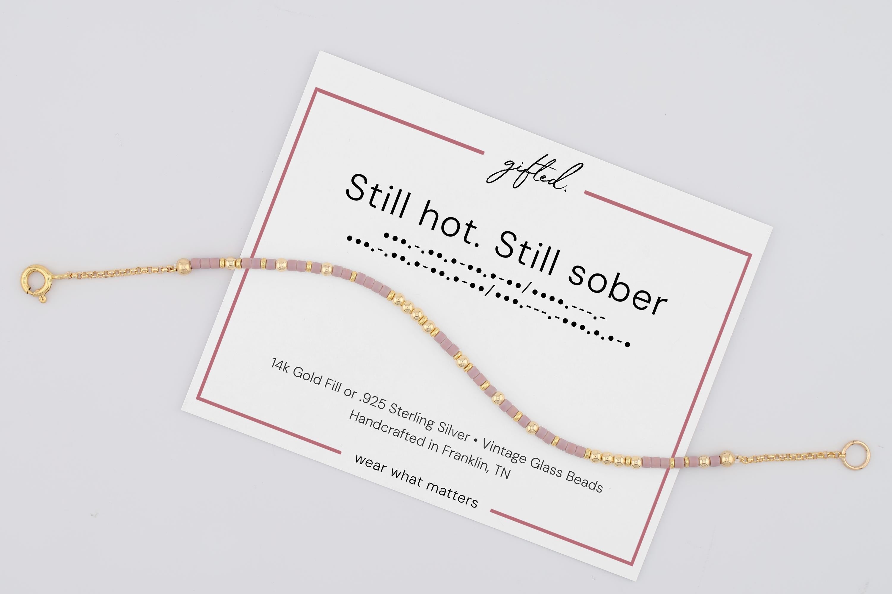 Custom Morse Code Bracelet, Still Hot Still Sober | Sobriety Recovery Gift | Hidden Message Jewelry