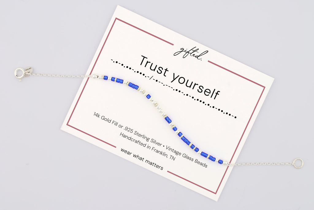 Custom Morse Code Bracelet, Trust Yourself | Self Trust & Inner Confidence Gift | Hidden Message Jewelry