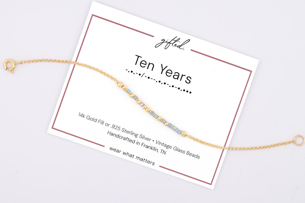 Custom Morse Code Bracelet, Ten Years | Sobriety Recovery Gift | Hidden Message Jewelry
