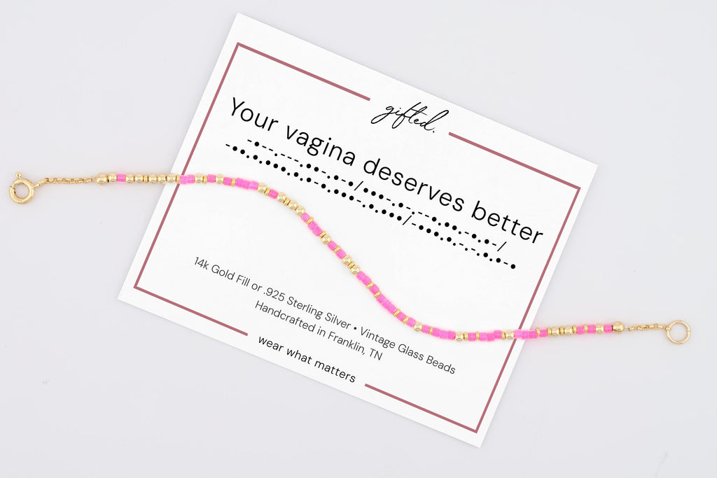 Custom Morse Code Bracelet, Your Vagin Deserves Better | Funny Breakup & Self Respect Gift | Hidden Message Jewelry