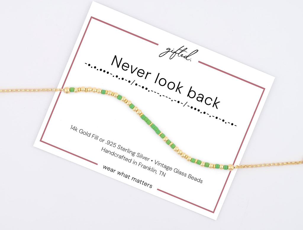 SEO - Custom Morse Code Bracelet, Never Look Back | Breakup, Divorce & Moving On Gift | Hidden Message Jewelry