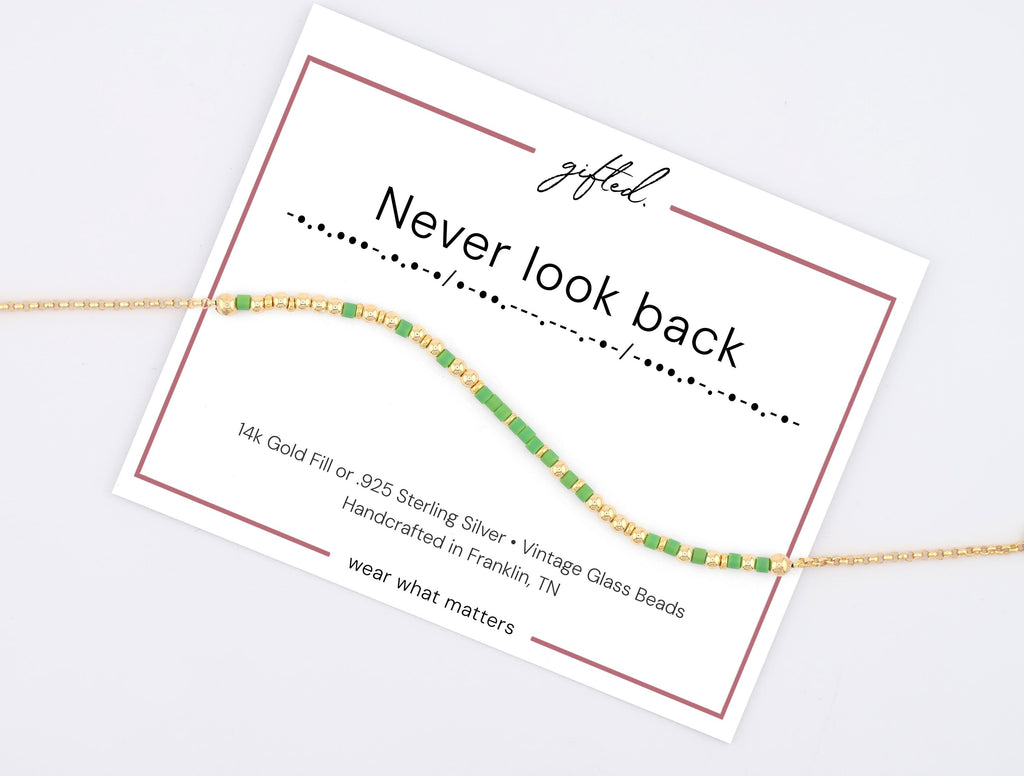 Custom Morse Code Bracelet, Never Look Back | Breakup, Divorce & Moving On Gift | Hidden Message Jewelry