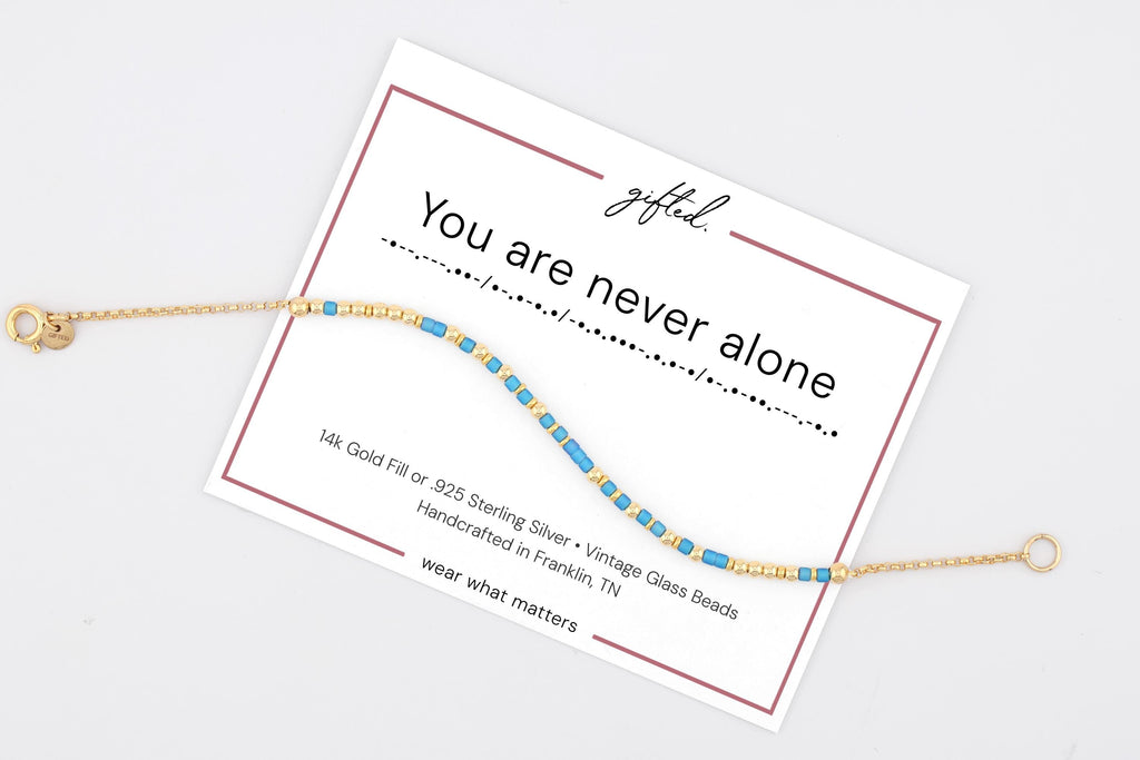 Custom Morse Code Bracelet, You Are Never Alone | Get Well & Friend Support Encouragement | Hidden Message Jewelry