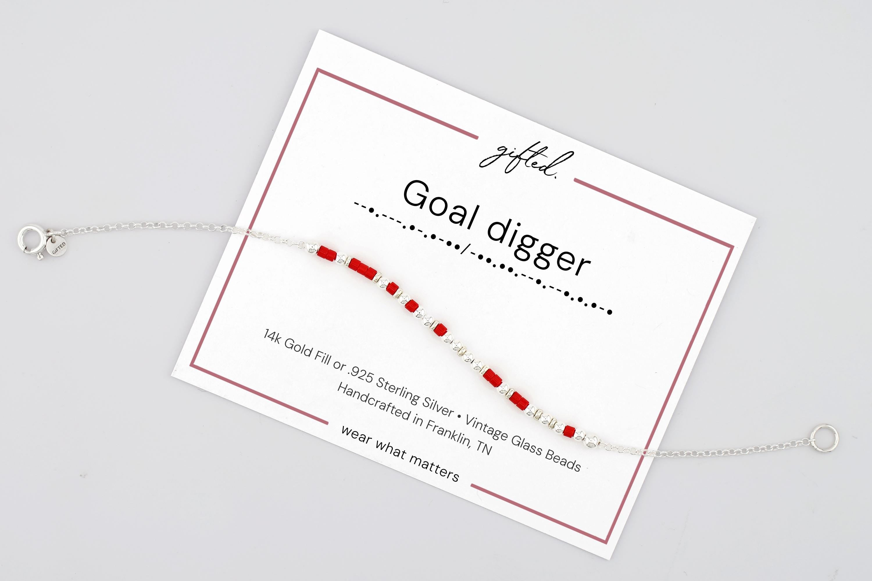Custom Morse Code Bracelet, Goal Digger | Entrepreneur & Solopreneur Self Empowerment Gift | Hidden Message Jewelry