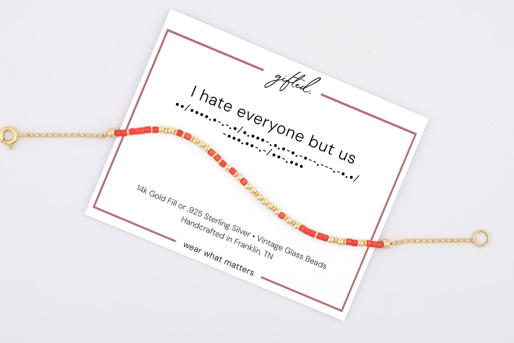 Custom Morse Code Bracelet, I Hate Everyone But Us | Best Friend or Partner Gift | Hidden Message Jewelry