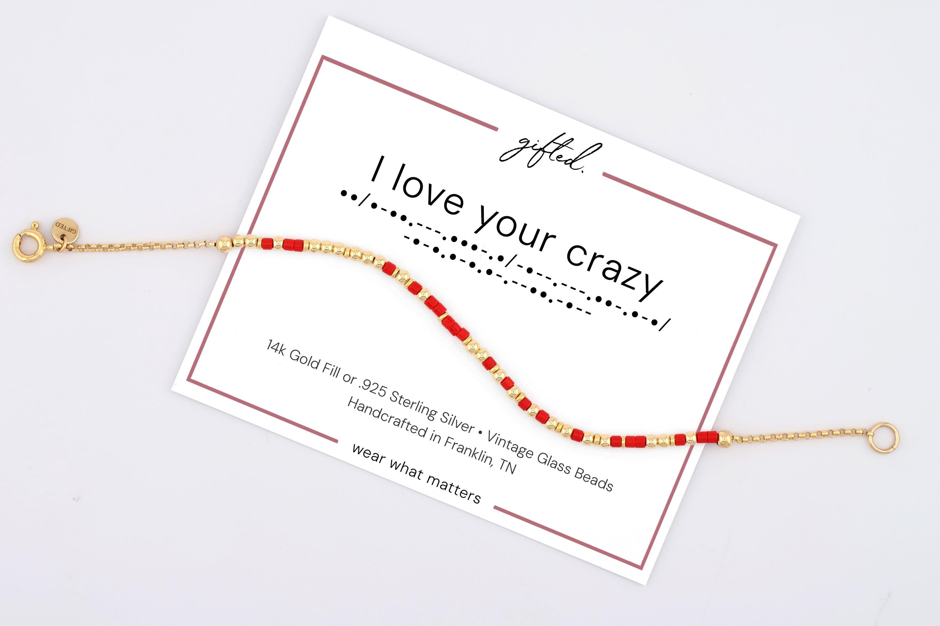 Custom Morse Code Bracelet, I Love Your Crazy | Funny Friend & Ride or Die Gift | Hidden Message Jewelry