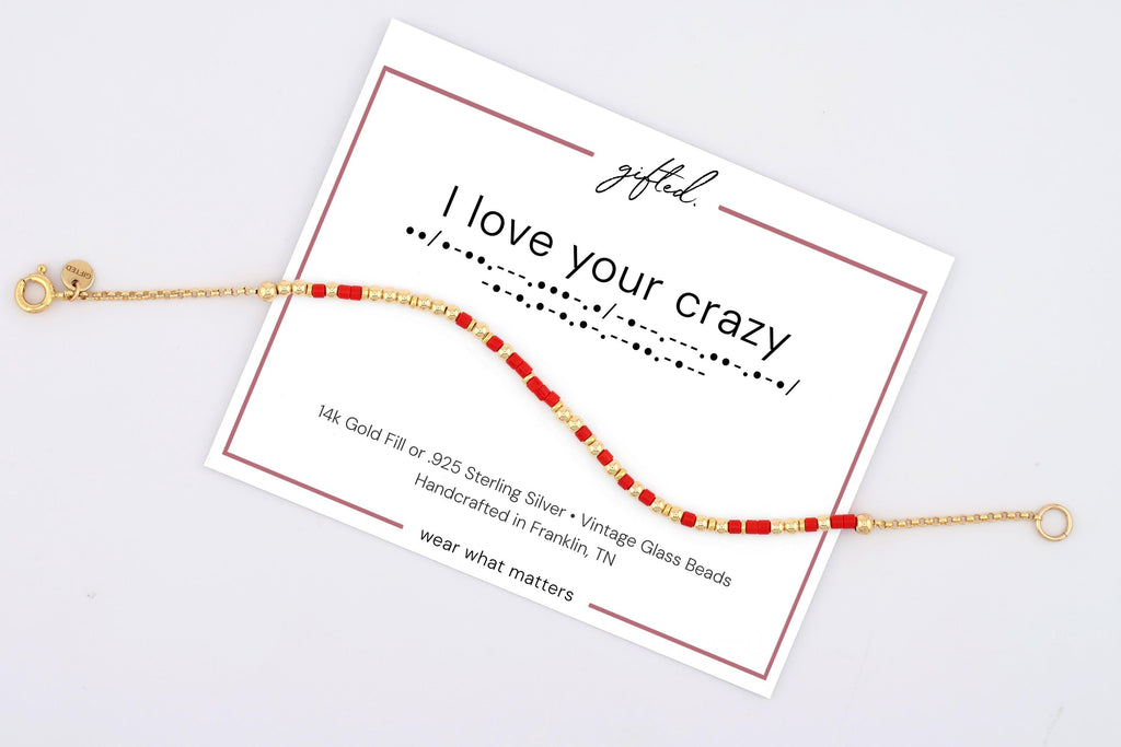 SEO - Custom Morse Code Bracelet, I Love Your Crazy | Funny Friend & Ride or Die Gift | Hidden Message Jewelry
