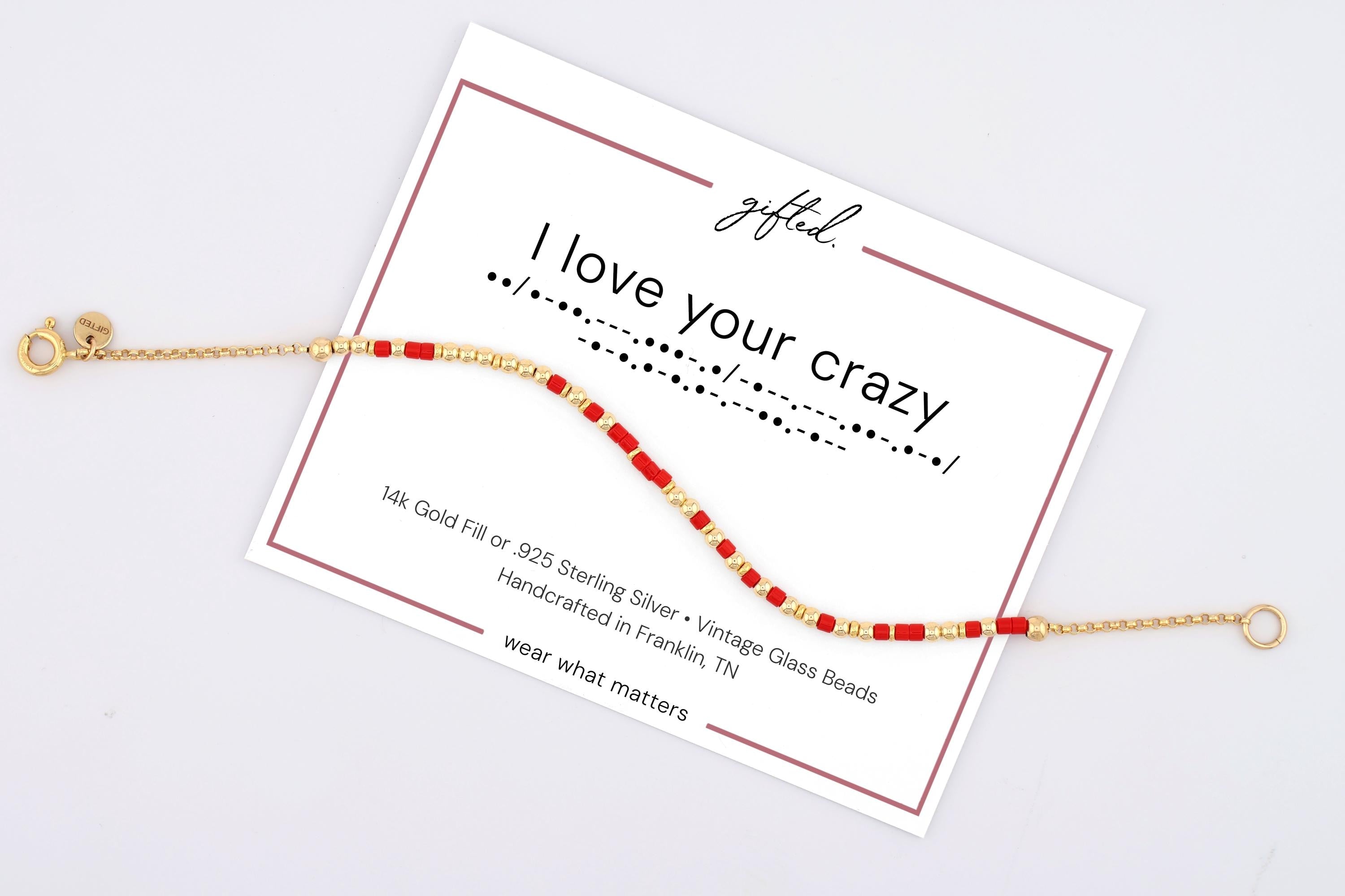 SEO - Custom Morse Code Bracelet, I Love Your Crazy | Funny Friend & Ride or Die Gift | Hidden Message Jewelry