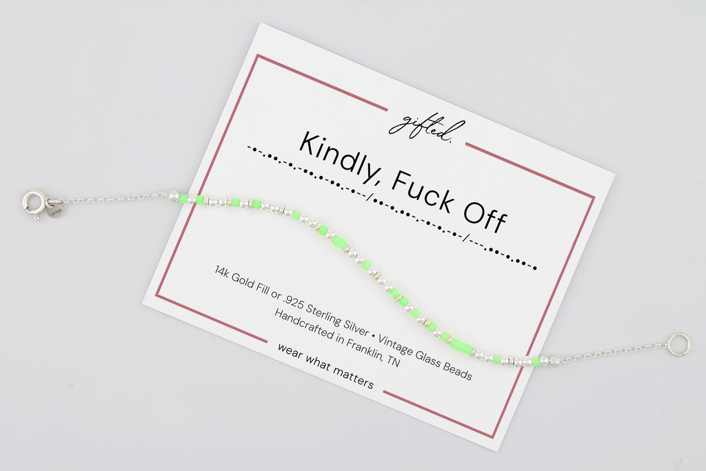 SEO - Custom Morse Code Bracelet, Kindly Fuck Off | Funny Self Care Gift | Hidden Message Jewelry