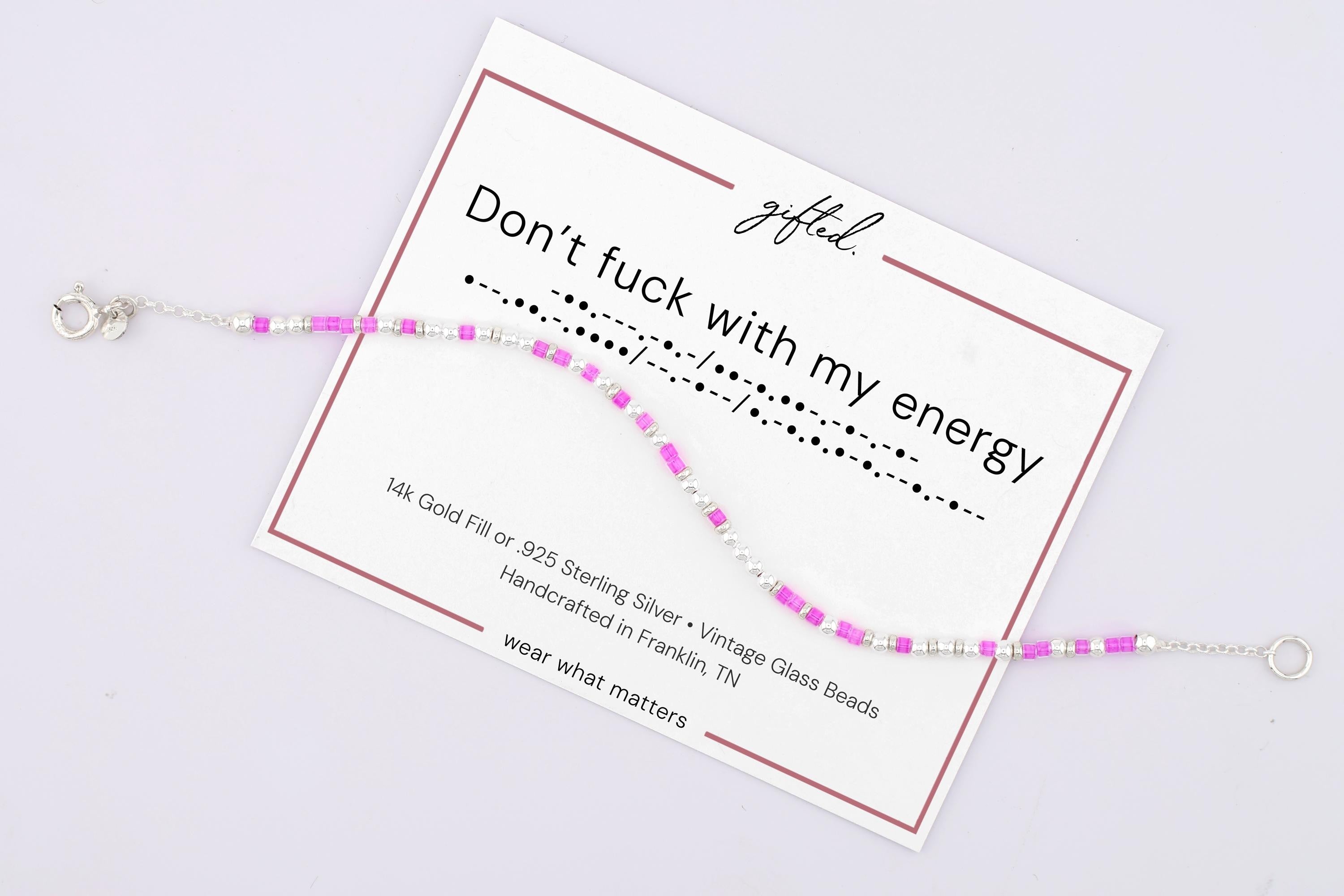 Custom Morse Code Bracelet, Don't Fuck With My Energy | Protect Your Peace & Self-Empowerment Gift | Hidden Message Jewelry