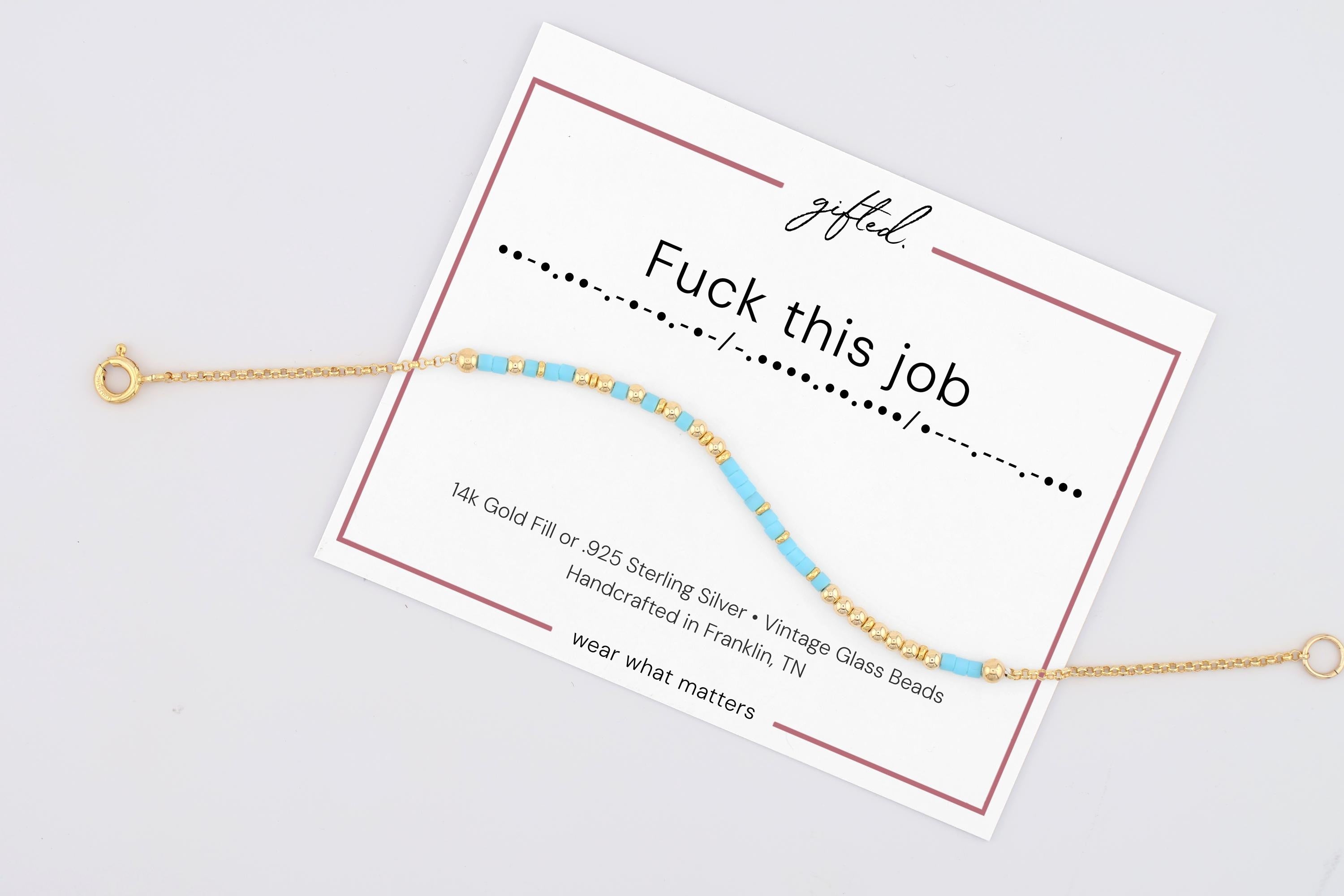 Custom Morse Code Bracelet, Fuck This Job | Sarcastic Coworker & Work Humor Gift | Hidden Message Jewelry