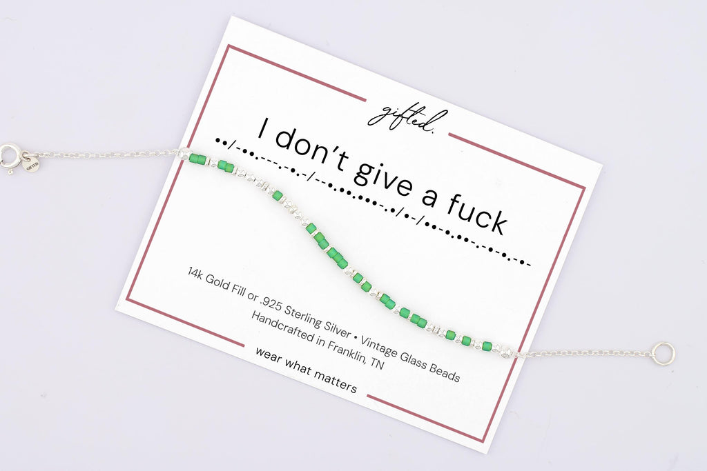 SEO - Custom Morse Code Bracelet, I Don't Give a Fuck | Protect Your Peace & Self-Empowerment Gift | Hidden Message Jewelry