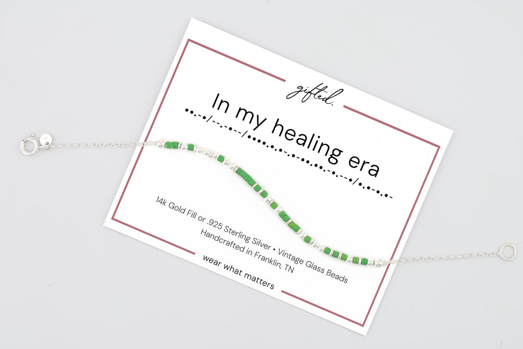 Custom Morse Code Bracelet, In My Healing Era | Self Care & Mental Health Gift | Hidden Message Jewelry