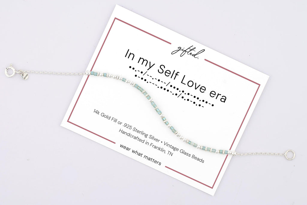 Custom Morse Code Bracelet, In My Self Love Era | Self Care & Self Worth Gift | Hidden Message Jewelry