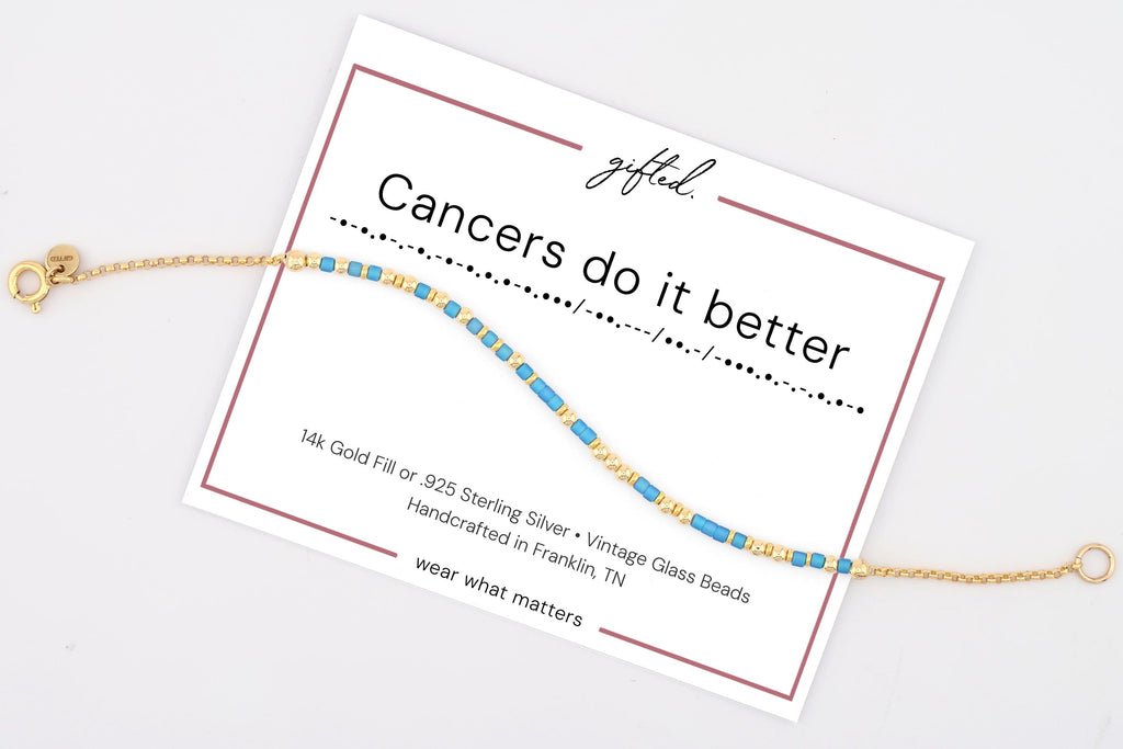 Custom Morse Code Bracelet, Cancers Do It Better | Cancer Star Sign Birthday Gift for the Crab | Hidden Message Jewelry