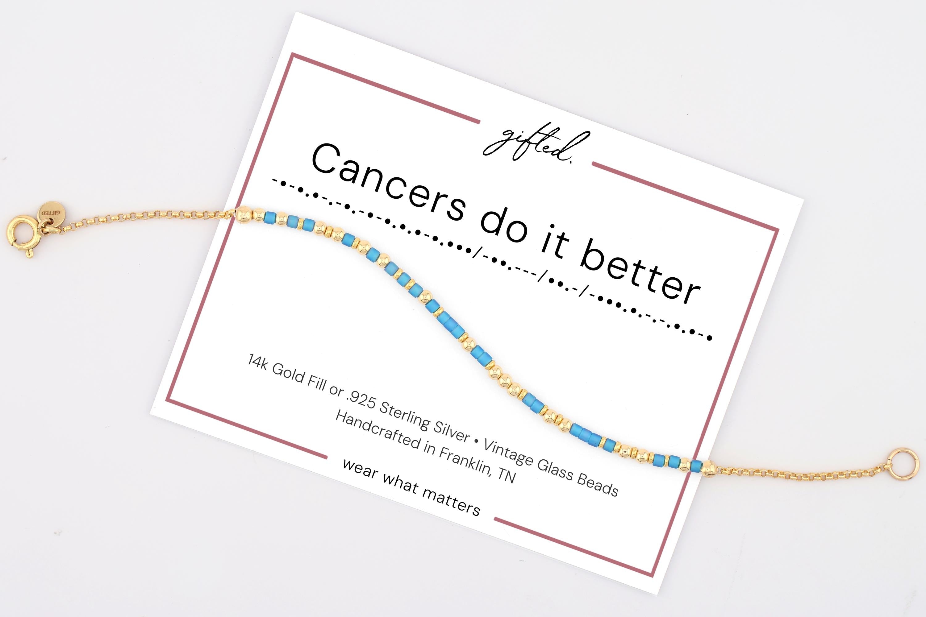 Custom Morse Code Bracelet, Cancers Do It Better | Cancer Star Sign Birthday Gift for the Crab | Hidden Message Jewelry