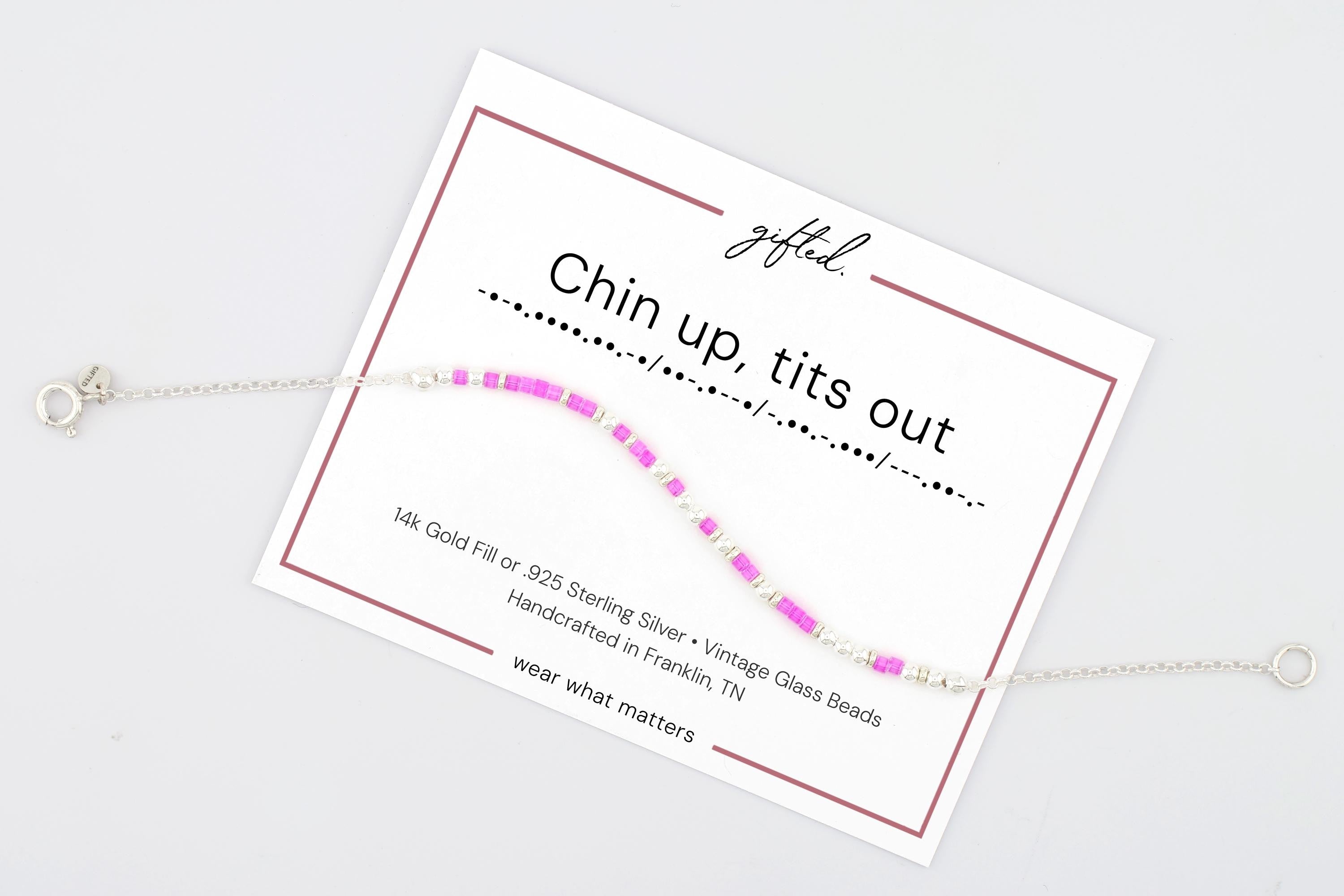 SEO - Custom Morse Code Bracelet, Chin Up, Tits Out | This Too Shall Pass, Friend Gift | Hidden Message Jewelry