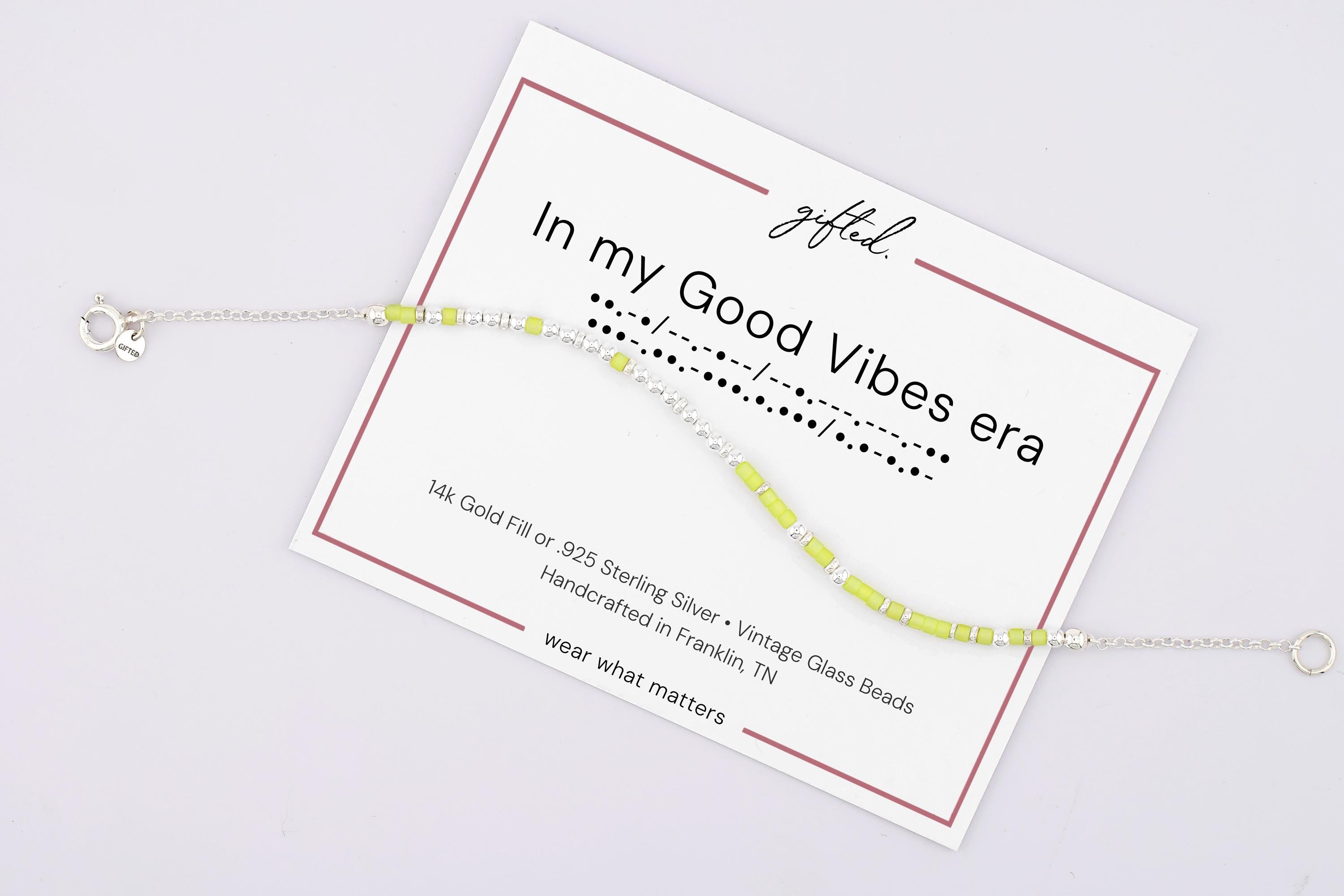Custom Morse Code Bracelet, In My Good Vibes Era | Self Love & Positive Energy Gift | Hidden Message Jewelry