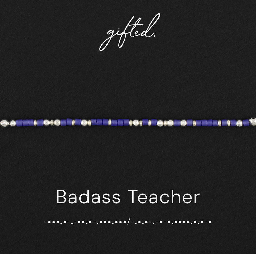 Custom Morse Code Bracelet, Badass Teacher | Teacher Appreciation & End of Year Gift | Hidden Message Jewelry