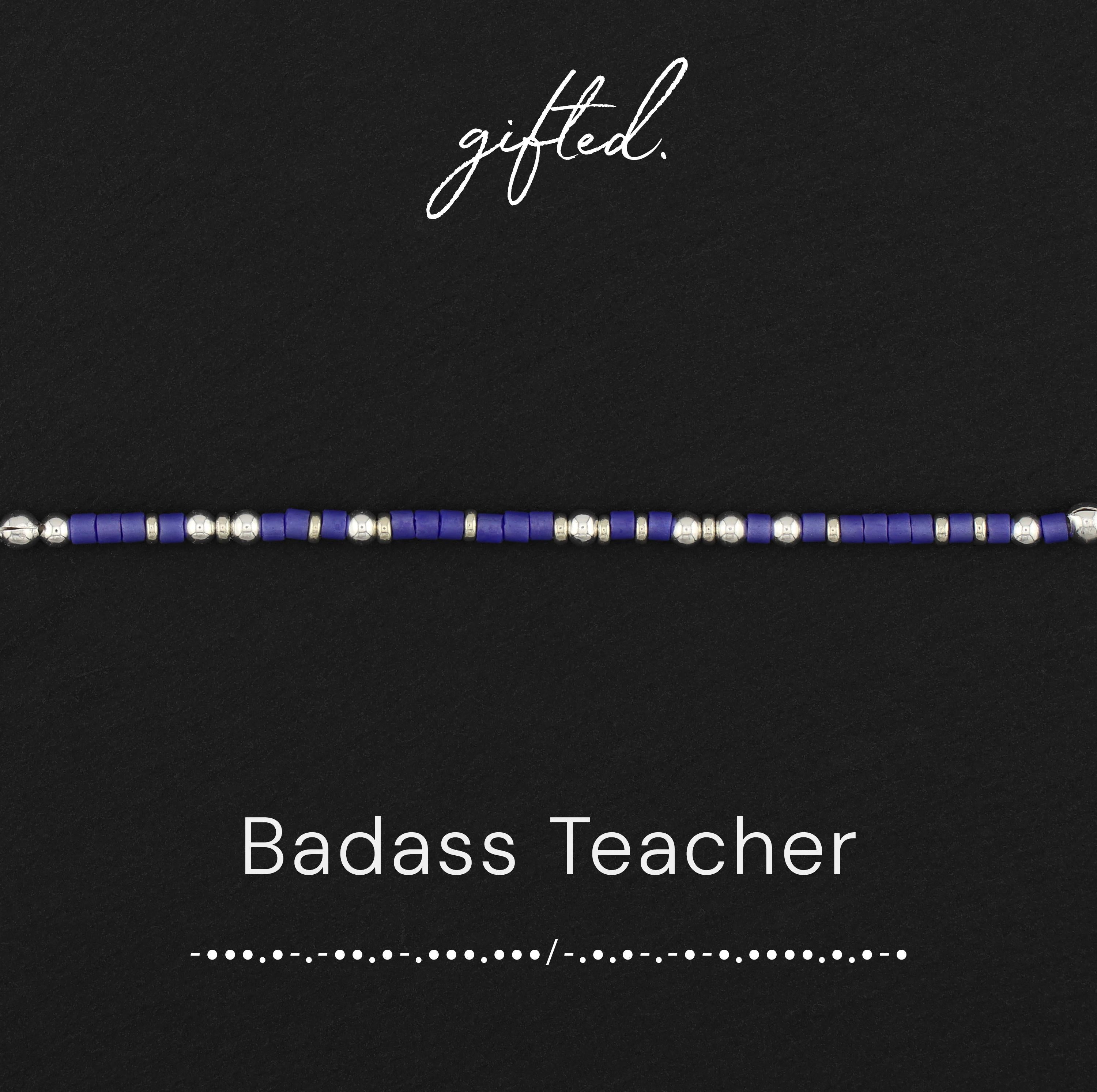 Custom Morse Code Bracelet, Badass Teacher | Teacher Appreciation & End of Year Gift | Hidden Message Jewelry