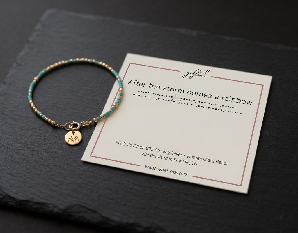 Custom Morse Code Bracelet, After the Storm Comes a Rainbow | Baby IVF Journey Gift | Hidden Message Jewelry